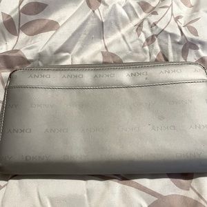 DKNY silver logo continental wallet. Silver